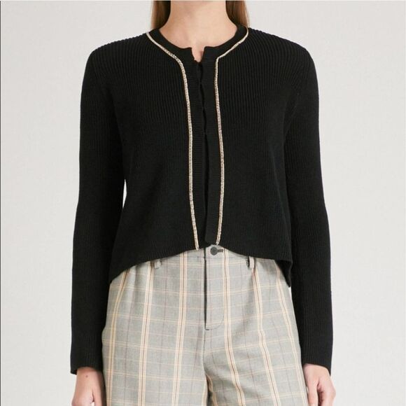 Maje Meridien Chain Knit Black Cardigan - Picture 1 of 6